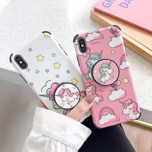 Unicorn four-corner anti-drop bracket mobile phone case