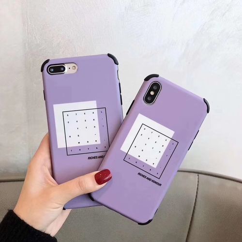 ins wind solid color letter four corners anti-drop IMD phone case