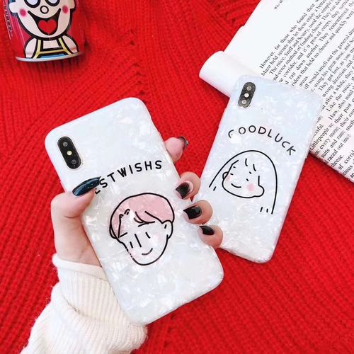 goodluck girl boy shell pattern phone case