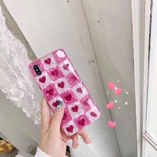 Shell pattern plaid love phone case