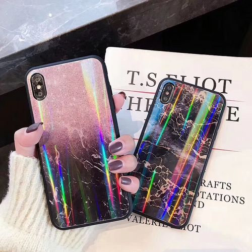 Black Marble Aurora Colorful Glass Phone Case