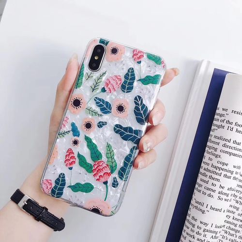 Green Leaves Blue Leaves Epoxy Shellfish Phone Case