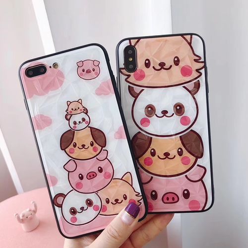 Small Head Animals Big Head Animals Diamond Shape Creative TPU Phone Case