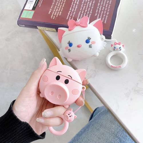 Cute Mary Cat Airpods for 1/2 Lanyard Cartoon Pig