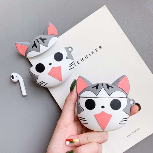 Cute cheese cat thick PVC Airpods1 Case for 2