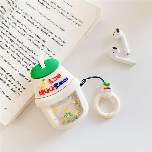 Cartoon drink milk tea soft for Airpod2 Case creative decompression water bag