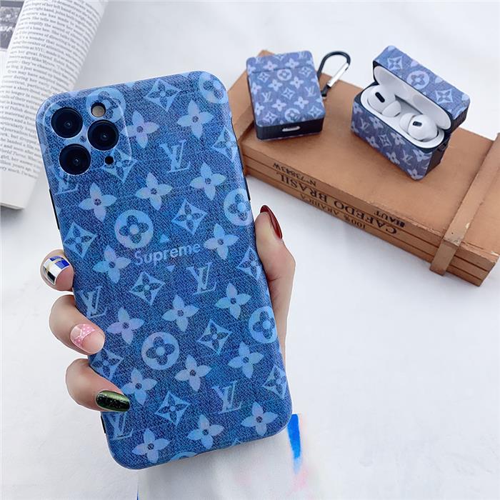 blue louis vuitton x supreme iphone 11 pro max case