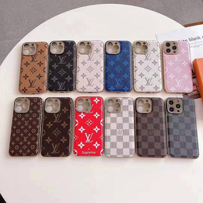 leather louis vuitton iphone 14 case iphone 14 pro max 13 12 11 electroplated case cover