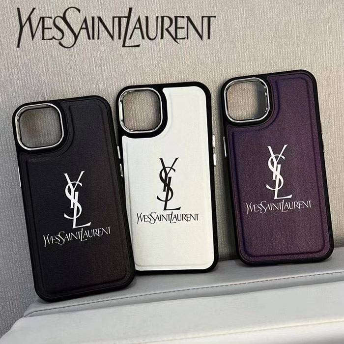 leather ysl iphone 14 case iphone 13 pro max 12 electroplate case cover